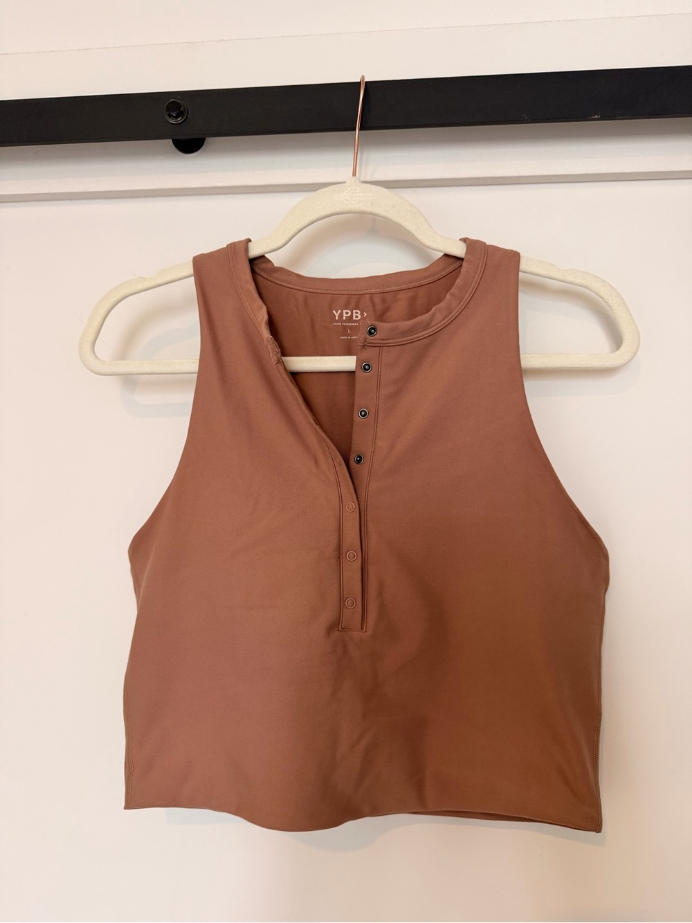 YPB Brown Crop Henley Tank Top